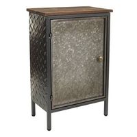 mesita de metal y madera de 1 puerta