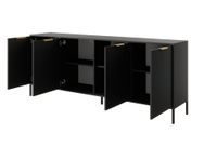 comoda efecto madera negro y dorado