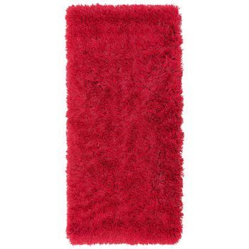 Alfombra Peluda Roja De Pelo Largo 80 X 150 Cm Rectangular Con Mechones De Algodón Cide