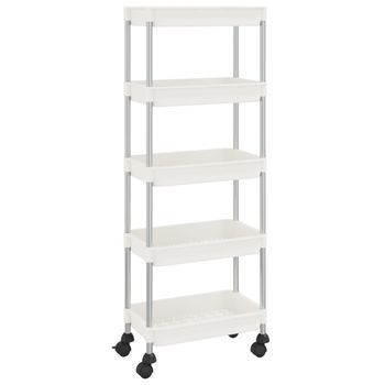 Carrito De Cocina，estantería De Cocina, Carrito De Servir 5 Niveles Hierro Y Abs Blanco 42x29x128 Cm