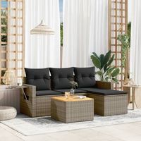 conjunto de sofas jardin con cojines 5 uds  mueble jardin mesa y sillas ratan sintetico gris cfw180114
