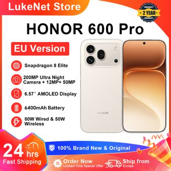 Teléfono Inteligente HONOR 600 Pro 5G, Snapdragon 8 Elite, Cámara de 200MP con IA Ultra Night, Batería de 6400mAh, Supercarga de 80W, Carga Inalámbrica de 50W, Pantalla AMOLED de 6.57'', Botón IA