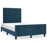 cama matrimonial  cama para adultos  estructura cama con cabecero terciopelo azul oscuro 120x190 cm