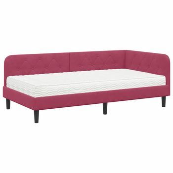 Estructura De Cama En Esquina Rojo Vino 90 X 200 Cm Terciopelo Vidaxl