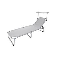 tumbona playa aluminio cama con parasol color gris 191x59x30 alt cm - neoferr