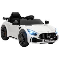 aiyaplay coche electrico 12v para ninos de 3 anos mercedes-benz amg gtr con bateria mando a distancia  blanco   aosom espana