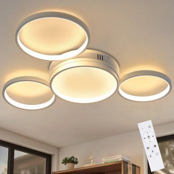 Lámpara De Techo Led Con 3/4 Anillos De Llama Y Control Remoto Para Dormitorio Zmh