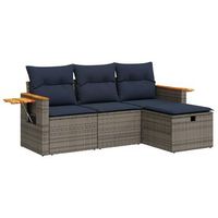 set de sofas de jardin 4 pzas y cojines ratan sintetico gris cfw498922