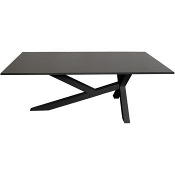 Mesa De Salón, Comedor, Oficina, Reunión. Patas Metálicas Xy Negro. 160x90 Cm. Gris. Ofilike