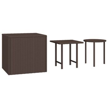 Set De 3 Uds Mesa De Centro，mesa Auxiliar，mesita De Centro Ratán Sintético Marrón