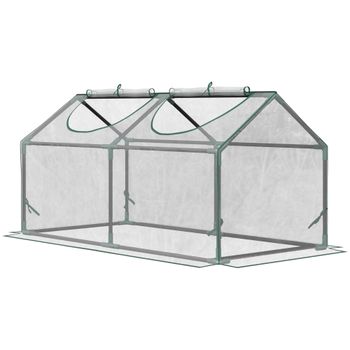 Outsunny Invernadero de Terraza 120x60x60 cm Caseta de Jardín Acero con 2 Ventanas Enrollables Vivero Casero para Cultivos Transparente   Aosom España