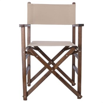 Silla de nogal con lona piedra 51x46x86 cm