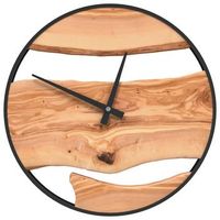 reloj de pared hierro y madera de olivo marron o35 cm vidaxl