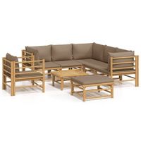 set de muebles de jardin 8 piezas bambu y cojines gris taupe vidaxl