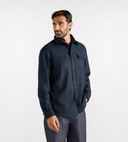 harmont  blaine para hombre cor071013589n camisa en franela de corte holgado marino l casual poliester manga larga
