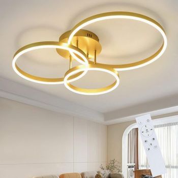Lámpara De Techo Led Regulable Dorada De 82 Cm Con Mando A Distancia Para Dormitorio Zmh
