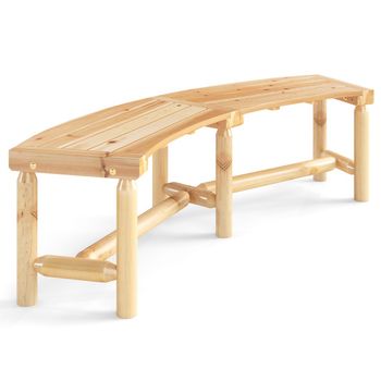 Costway Banco Curvo para Exterior para 2-3 Personas Capacidad de Carga de 360 kg Sin Respaldo para Jardín 170 x 58 x 45 cm Natural