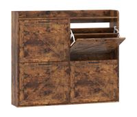 homcom zapatero estrecho de 4 cajones abatibles mueble zapatero con estantes ajustables estilo industrial para 24 pares de zapatos hasta talla 46 para recibidor entrada 120x24x103 cm marron rustico