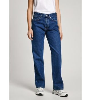 Pepe Jeans para mujer. PL204844 Jeans Straight Hw Deep Ocean (27/32), Azul, Casual, Algodón, Denim, Sostenible