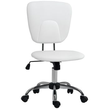 Vinsetto Silla de Oficina Giratoria Blanco con Altura Ajustable y Función Basculante 50x54x87,5-96,5cm para Escritorio Estudio   Aosom España