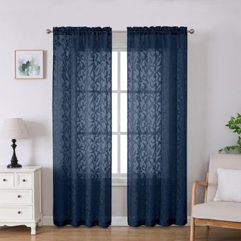 Cortinas Sheer De Voile Con Jacquard De Hojas 38x84