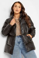 yours cazadora acolchada polipiel negra mujer curvy y tallas grandes yours