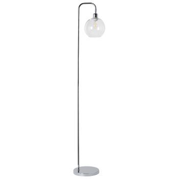 Lámpara De Pie De Estilo Moderno Sala De Estar Base De Metal Pantalla De Vidrio Plateado Okavango