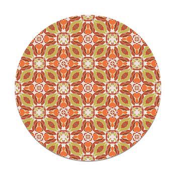 Panorama Alfombra Vinílica Baldosín Oriental Redonda Naranja 150x150 Cm