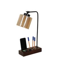 lampara de mesa de madera en marron 22x22x45 cm