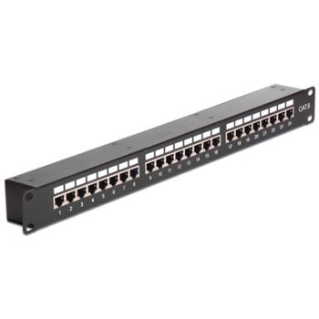 Panel de parcheo DeLOCK 43295 24 puertos Cat6 1U Negro