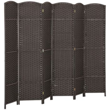 HOMCOM Biombo Separador de Ambientes de 6 Paneles Biombo Plegable 240x170 cm para Salón Dormitorio Oficina Marrón