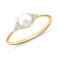 anillo de mujer de plata 925 dorada perla circonita