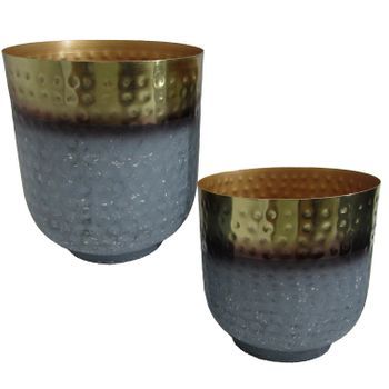 Set 2 Maceteros Dorado Y Celeste
