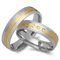 alianzas 14 quilates oro amarillo-blanco 3 diamantes