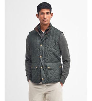 Barbour para hombre. MGI0245 Chaleco Lowerdale verde (L), Casual, Poliéster