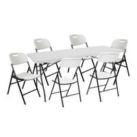 conjunto plegable mesa 180cm y 6 sillas con asa catering o91