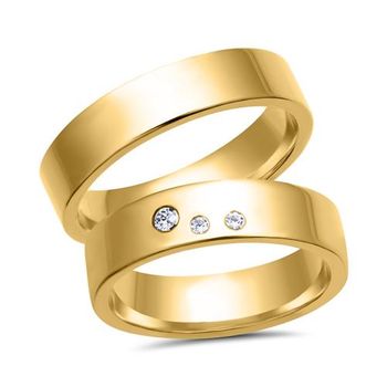 Alianzas 8 quilates oro amarillo 3 diamantes