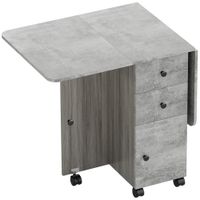 homcom mesa plegable de comedor con ruedas alas abatibles 2 cajones y armario hasta 6 personas 120x60x765 cm gris