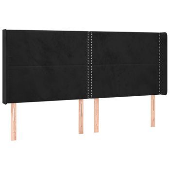Cabecero Cama Mueble De Dormitorio Con Led De Terciopelo 203 X 16 X 118/128 Cm Negro M02_0001802