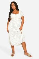 vestido plus midi estilo mesonera en tela desgastada blanco