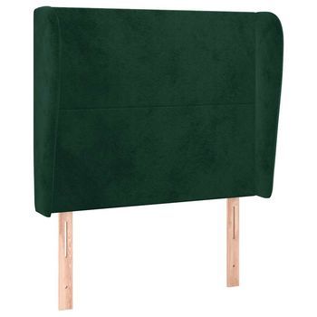 Cabecero Con Orejas De Terciopelo Verde Oscuro 103x23x118/128cm Vidaxl