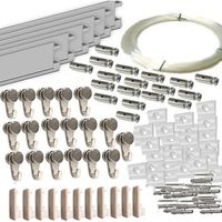 pack basic rm de 18 metros guias de aluminio plata con 18 colgadores nylon para colgar cuadros plata mate