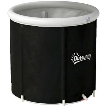 Outsunny Bañera de Hielo 280L Bañera Hinchable Portátil para Recuperación de Atletas con Cubierta y Bomba Ø78x71 cm