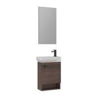 conjunto de mueble con lavabo y espejo 2 piezas  - 53 x 33 x 75 cm - nogal