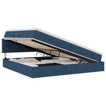 Cama Con Almacenamiento Y Colchón Azul 200 X 200 Cm Terciopelo Vidaxl
