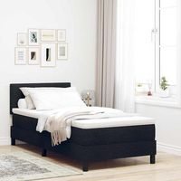 vidaxl cama tipo box spring con tiras led negro 100 x 200 cm tela