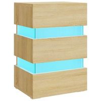 mesita de noche mesilla de noche - luz led madera de ingenieria sonoma 45x35x67 cm mc7954