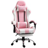 vinsetto silla gamer reclinable con reposapies sillon gaming con reposacabezas cojin lumbar y altura ajustable 64x67x127 cm rosa   aosom espana