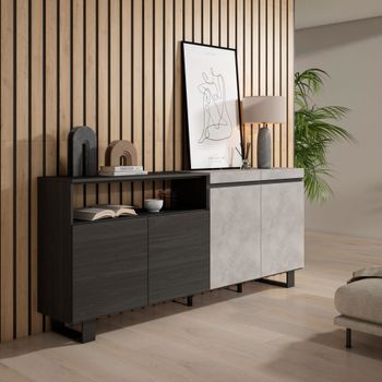 Aparador efecto madera cemento 200x35x87cm con patas