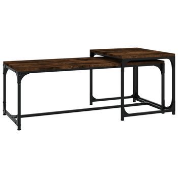 Pack 2 Uds Mesas De Centro，mesa Auxiliar，mesa De Café Madera Contrachapada Roble Ahumado